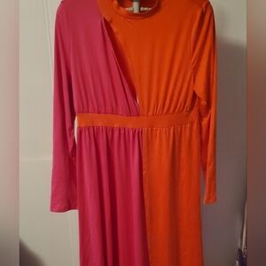 SHEIN Vibrant Pink and Orange Long Sleeve Dress Size XL